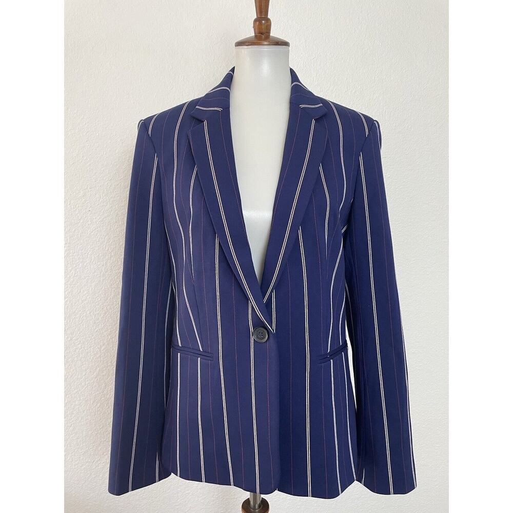 Express Blazer Jacket Single Breast Multicolor Striped Stretch